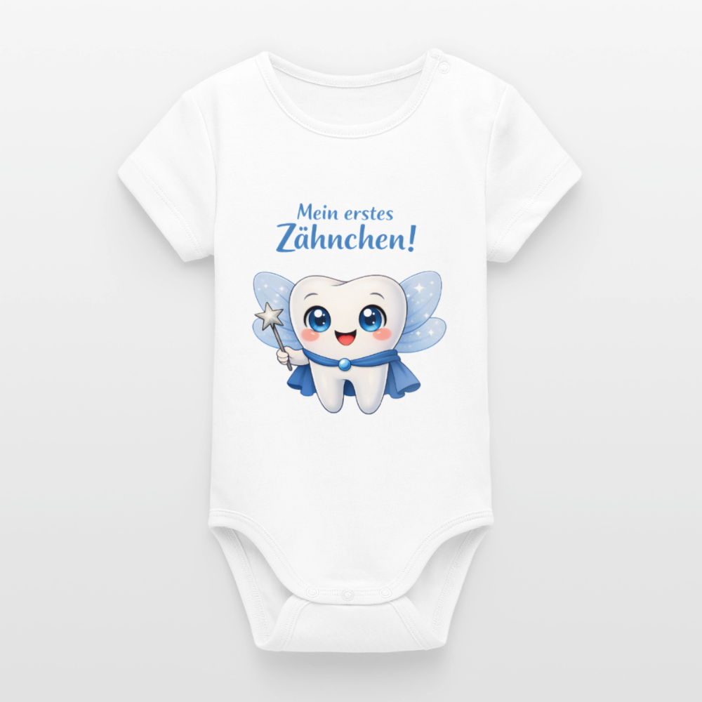Erstes Zähnchen Blau - Babybody - white