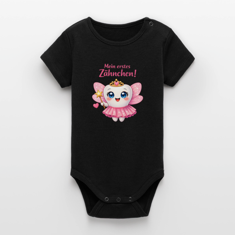 Erstes Zähnchen Rosa - Babybody - black